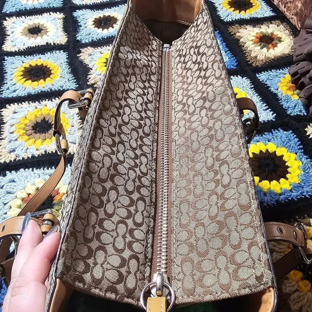 Vintage Coach Y2K North South Gallery Tote in Signature Monogram Jacquard